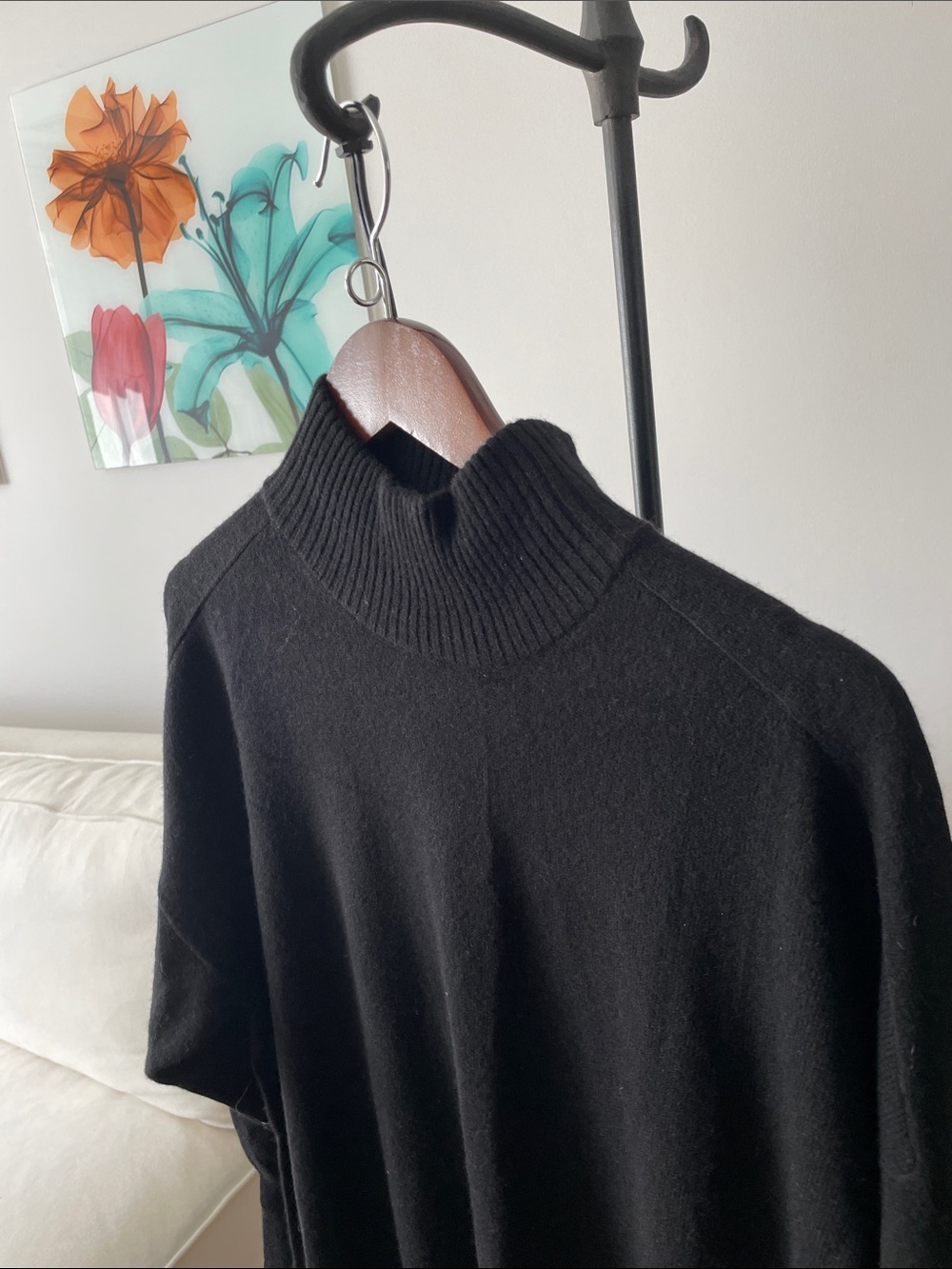 Ann Taylor cashmere Black Ribbed Turtleneck Sweater Dress - Picture 4 of 8